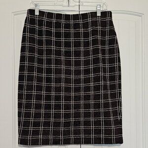 Vintage Women's St. John Collection Skirt Brown White‎ Windowpane Size 10 USA